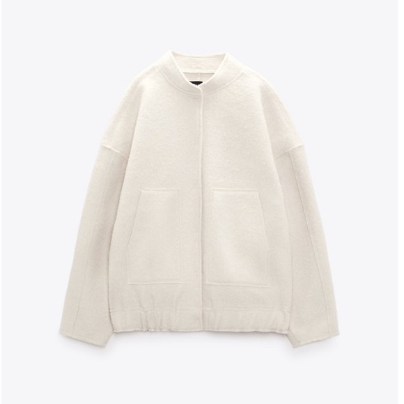 ZARA OVERSIZED TEXTURED BOMBER JACKET - Picture 10 of 16